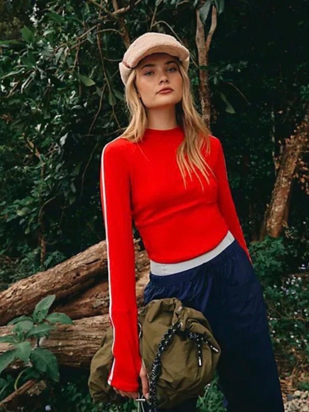 Free People Movement Retro Rider top large red